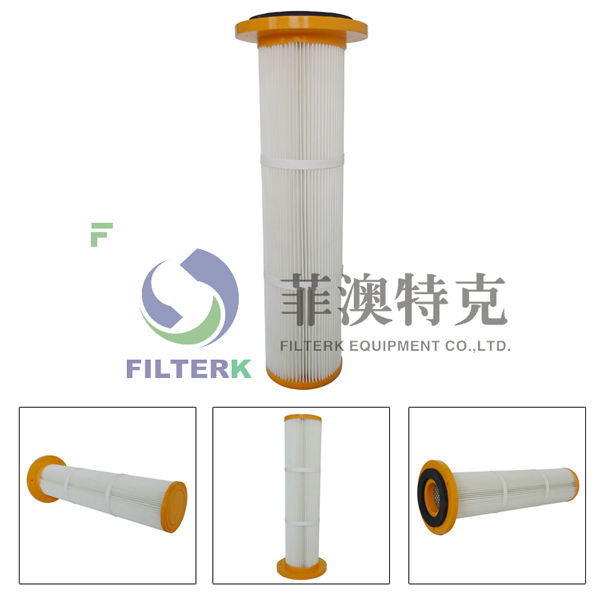 Collecteur de poussière industriel cylindrique plissé de cartouche d'élément filtrant de dépoussiérage de Plastique-Bride-Chapeau-Filtre-cartouche