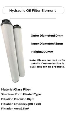 Élément filtrant à cartouche en fibre de verre pour la filtration de l'huile hydraulique avec une hauteur de 500 mm et une température maximale de 80 °C