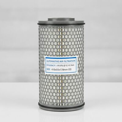 Élément de filtre de cartouche de taille inférieure 410x55 mm avec une efficacité de filtration de 998 pour cent Particules de plus de 03 à 05um et diamètre supérieur OD 178mm Utilisé dans l'industrie automobile